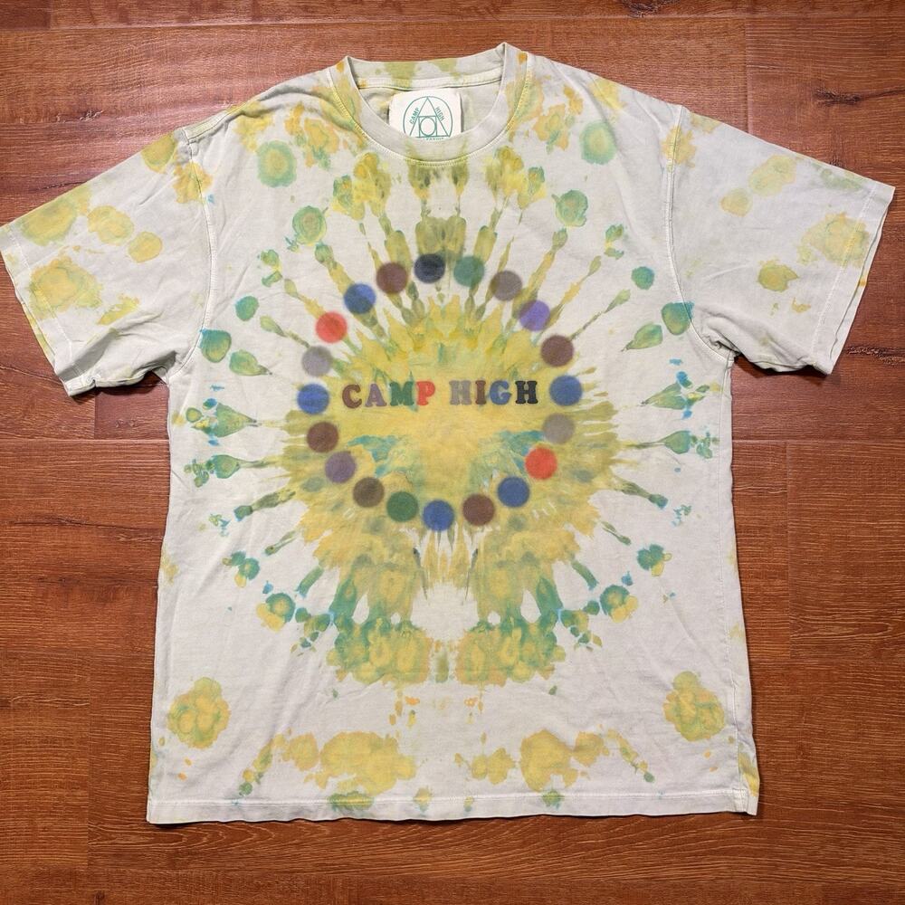 Camp High T Shirt Mens M Tie Dye Short Sleeve Retro Hippie Art Colorful Rare